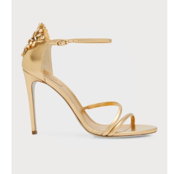 Rene Caovilla Shoes - NEW Rene Caovilla Golden Shadow Stone Embellished Heels Size 38